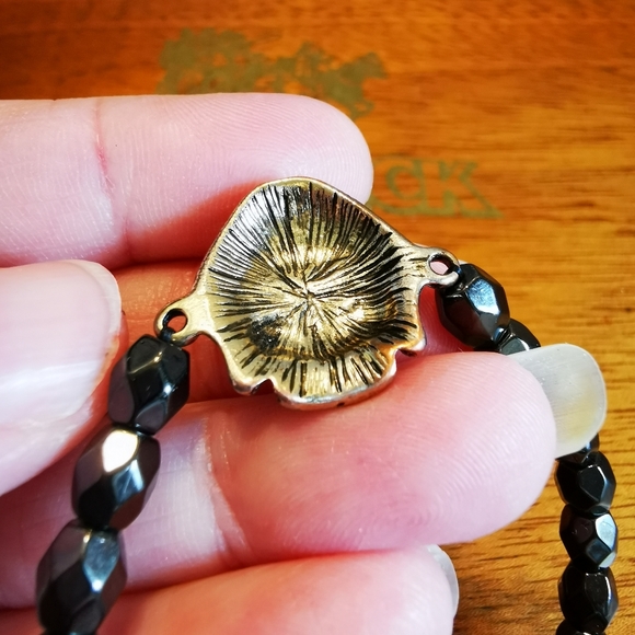 Stretch Faceted Hematite and Brushed Silver Tone Buddha Bracelet - Picture 5 of 12